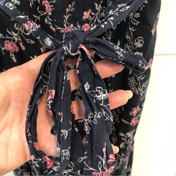 Paige Paletta jumpsuit navy and primrose floral crop lined legs belted S - Picture 8 of 13